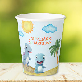 "Roaring Dinosaur Party | Boys Birthday Pappbecher