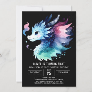 Roaring Dragon Birthday Digital Einladung