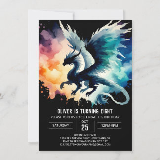 Roaring Dragon Birthday Editable Einladung