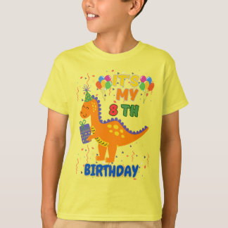 Roaring en 8 : Fun Dinosaur Anniversaire T-shirt p