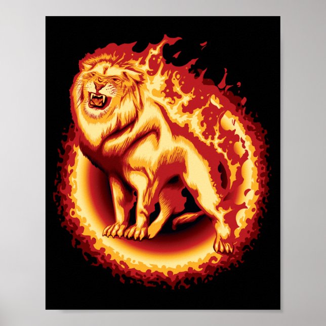Roaring Fire Lion Poster (Vorne)