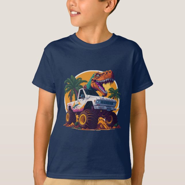 Roaring Fun T-Rex Reitmonster Truck Kids T-Shir T-Shirt (Vorderseite)