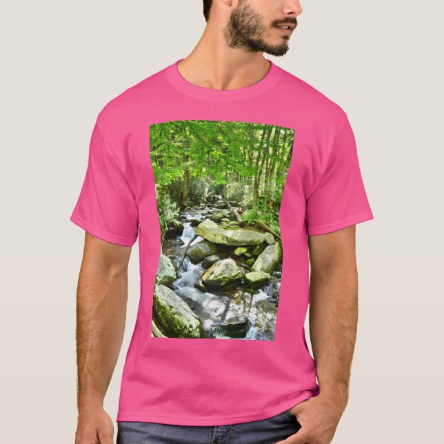 Roaring Gabel Stream Große Smoky Mountains Vertika T-Shirt (Vorderseite)