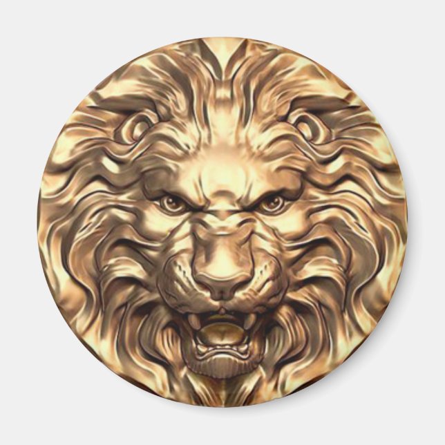 Roaring gold lion head magnet (Vorne)