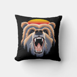 Roaring Grizzly Bär Face Kissen