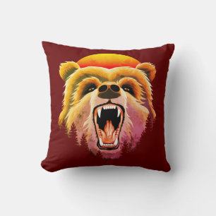 Roaring Grizzly Bär Face Kissen
