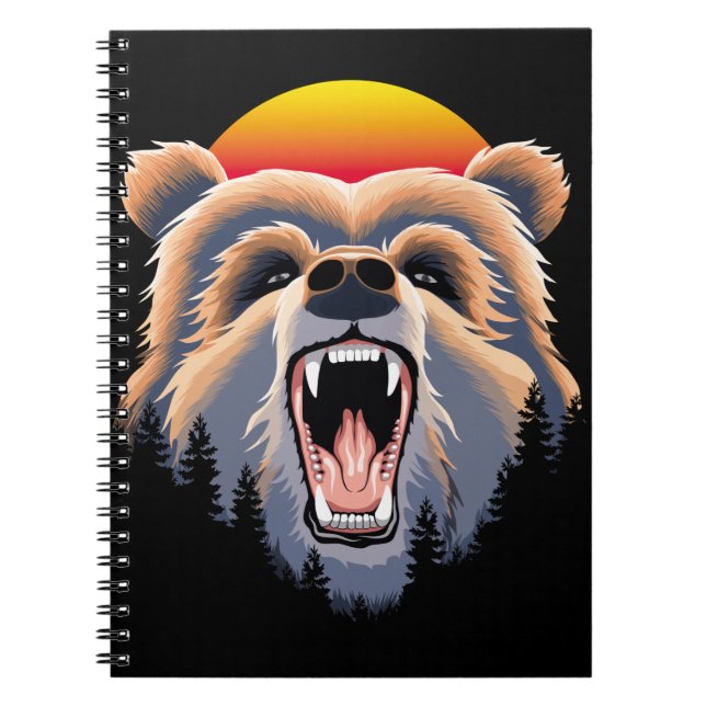 Roaring Grizzly Bär Face Notizblock (Vorderseite)