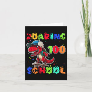 Roaring in 100 Tage der Schule Dino T-rex Skatebo Karte