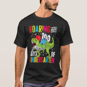 Roaring in 100 Tage Kindergarten Funny T Rex Din T-Shirt