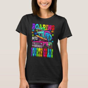 Roaring in Monster der vierten Klasse Truck Dinosa T-Shirt