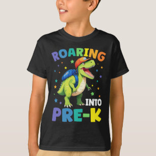 Roaring in Pre-K Dinosaurier, um zurück in die Sch T-Shirt