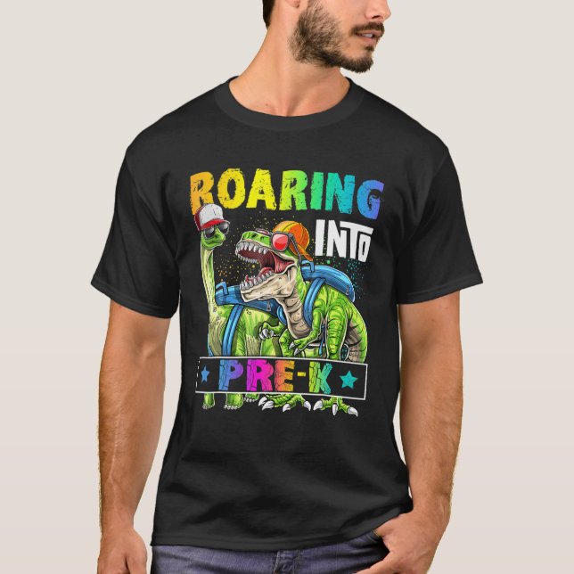 Roaring in Pre-K Dinosaurier zurück in die Schule  T-Shirt (Vorderseite)
