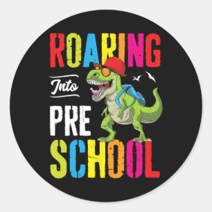 Roaring in Vorschule Dinosaur Lehrer Vork Ck T Runder Aufkleber