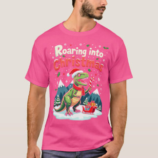 Roaring in Weihnachtskids Boys Funny Dinosaur Py T-Shirt