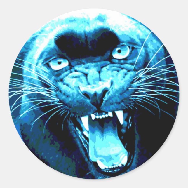 Roaring Jaguar Runder Aufkleber (Vorderseite)