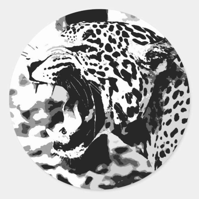 Roaring Jaguar Runder Aufkleber (Vorderseite)