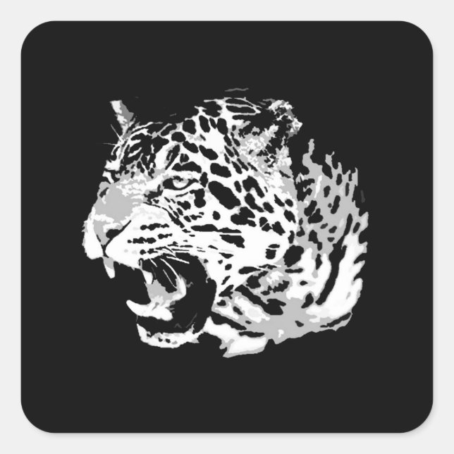 Roaring Jaguar Square Stickers (Vorderseite)