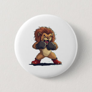 Roaring Kämpfer Blick mit dieser Löwe in Boxglov Button