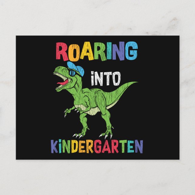 Roaring Kindergarten Back School T rex Dinosaurier Postkarte (Vorderseite)