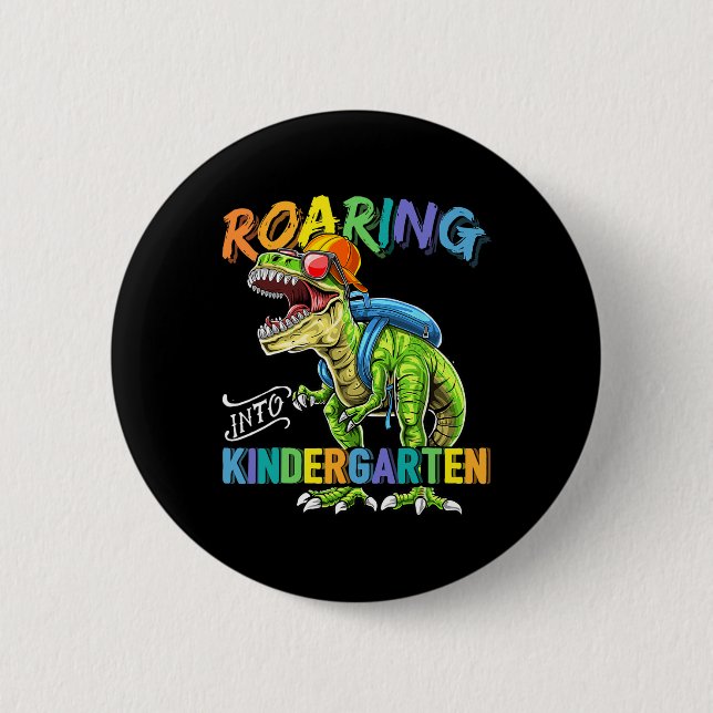Roaring Kindergarten Dinosaurier T Rex CK to Schoo Button (Vorderseite)