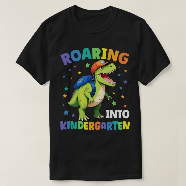 Roaring Kindergarten Dinosaurier zurück in die Sch T-Shirt (Design vorne)