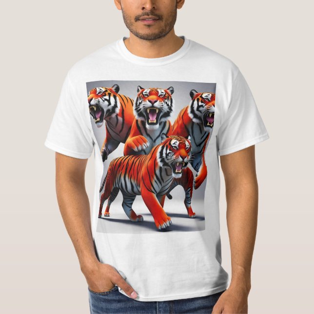 Roaring Leap: Tiger in Motion T-Shirt (Vorderseite)