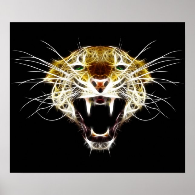 Roaring Leopard Head Cat Poster (Vorne)