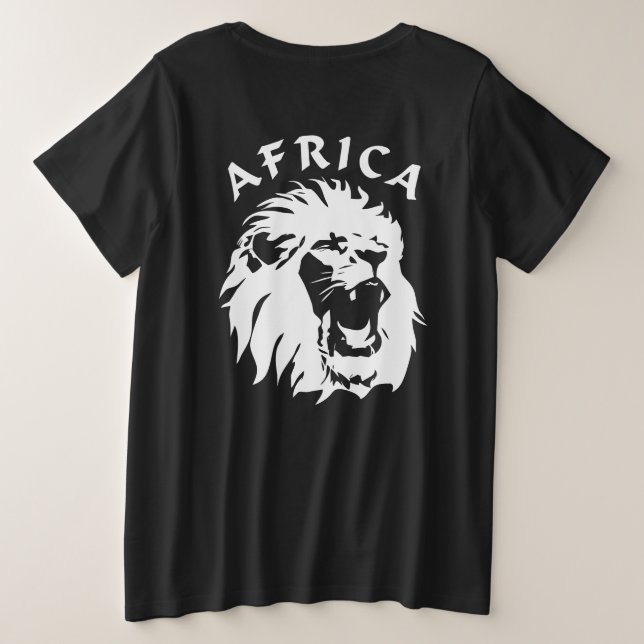 Roaring Lion Face | Afrika Große Größe T-Shirt (Design Rückseite)