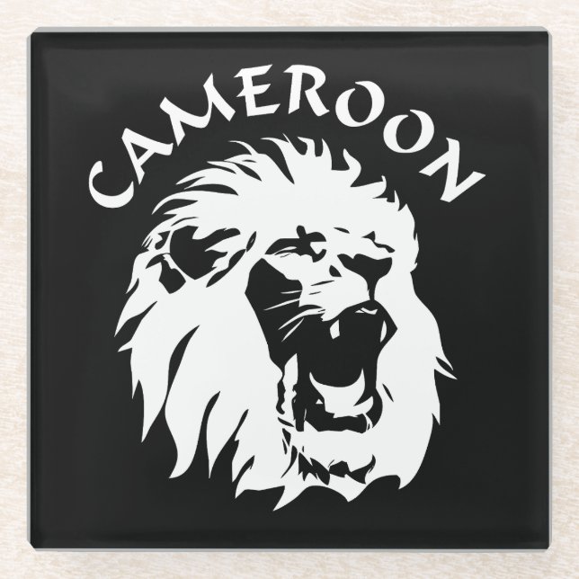 Roaring Lion Face - Kamerun Glasuntersetzer (Vorderseite)