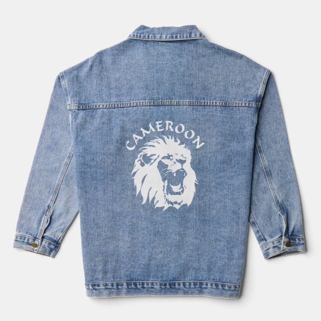 Roaring Lion Face - Kamerun Jeansjacke (Rückseite)
