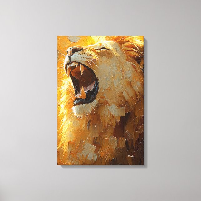 Roaring Lion in Dynamic Impasto Art Leinwanddruck (Vorderseite)