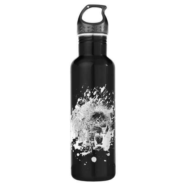 Roaring Lion in weißem Splash Trinkflasche (Vorderseite)