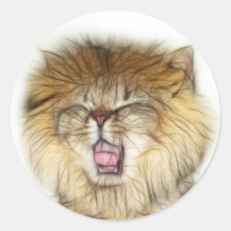 Roaring lion kitten runder aufkleber