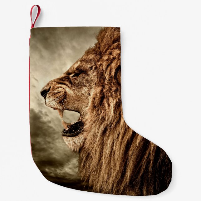 Roaring Lion: Majestic Vintag Art. Kleiner Weihnachtsstrumpf (Vorderseite)