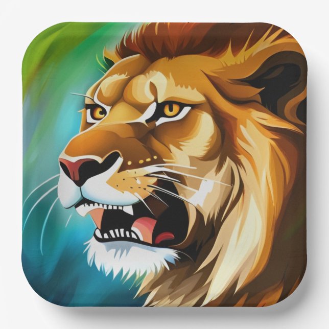 Roaring Lion Side Posed Portrait-57566 Pappteller (Vorderseite)