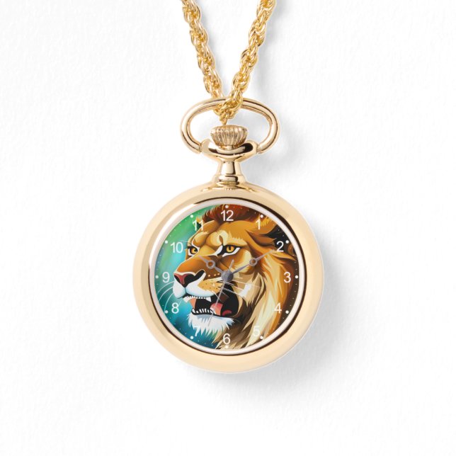 Roaring Lion Side Posed Portrait Armbanduhr (Vorderseite)
