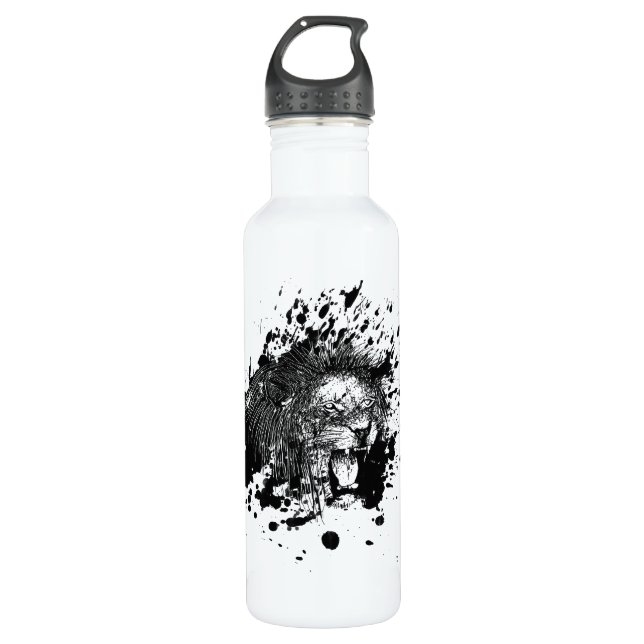 Roaring Lion Wählen Sie Ihre Hintergrundfarbe Edelstahlflasche (Vorderseite)