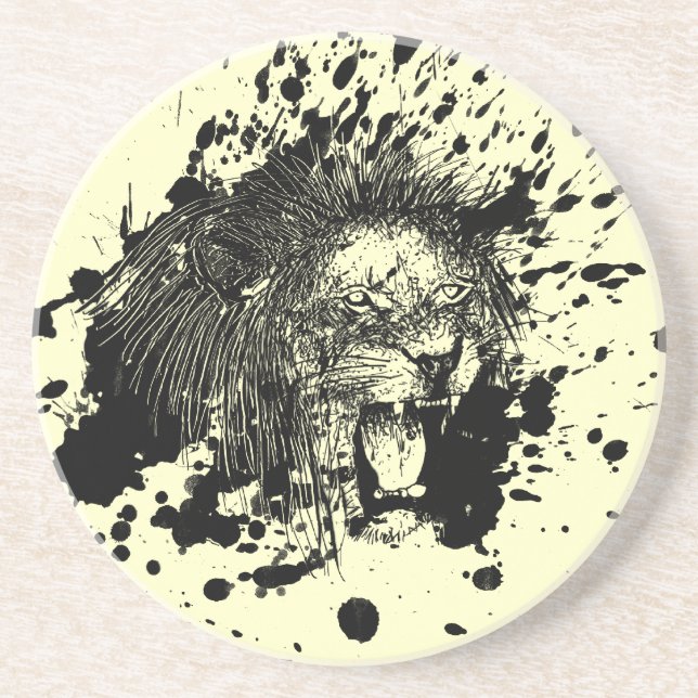Roaring Lion Wählen Sie Ihre Hintergrundfarbe Getränkeuntersetzer (Vorne)
