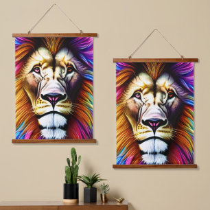Roaring Majesty Wandteppich Mit Holzrahmen
