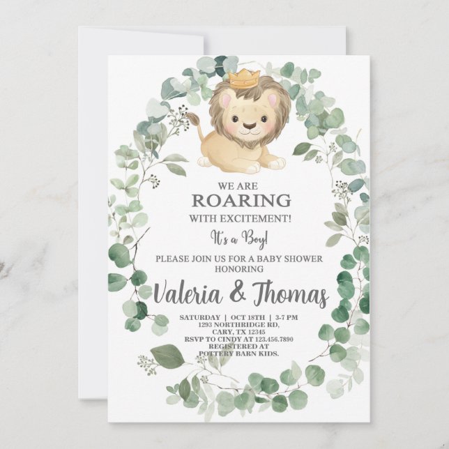 Roaring mit Spannung Lion Babydusche einladen. Einladung (Vorderseite)