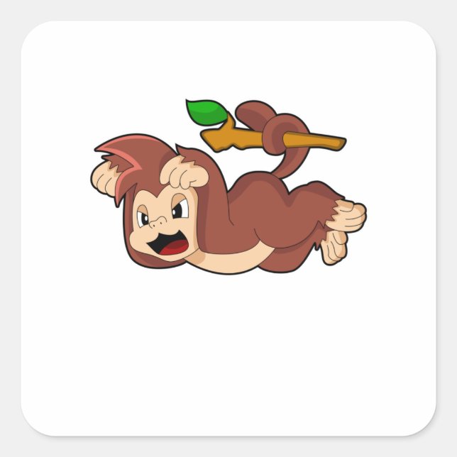 Roaring Monkey Quadratischer Aufkleber (Vorderseite)