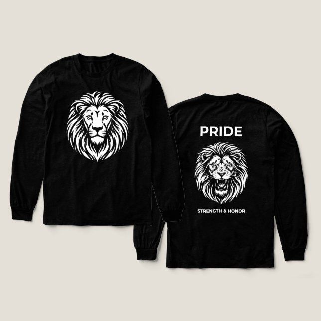 Roaring Pride: Strength & Honor Lion Tri-Blend Shirt (Design Vorderseite & Rückseite)