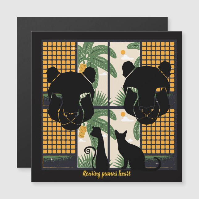 Roaring Pumas Hearts Magnetkarte (Vorne/Hinten)