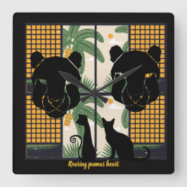 Roaring Pumas Hearts Quadratische Wanduhr