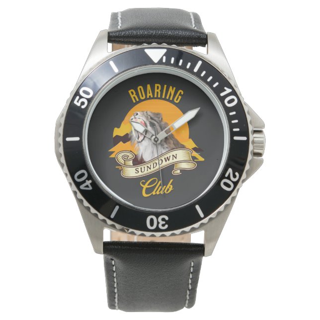 Roaring Sundown Club Saberzahntiger Armbanduhr (Vorderseite)