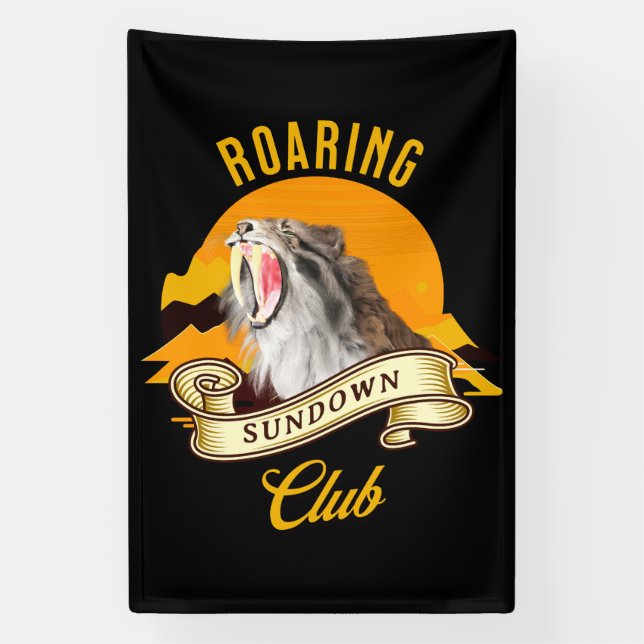 Roaring Sundown Club Saberzahntiger Banner (Vertikal)