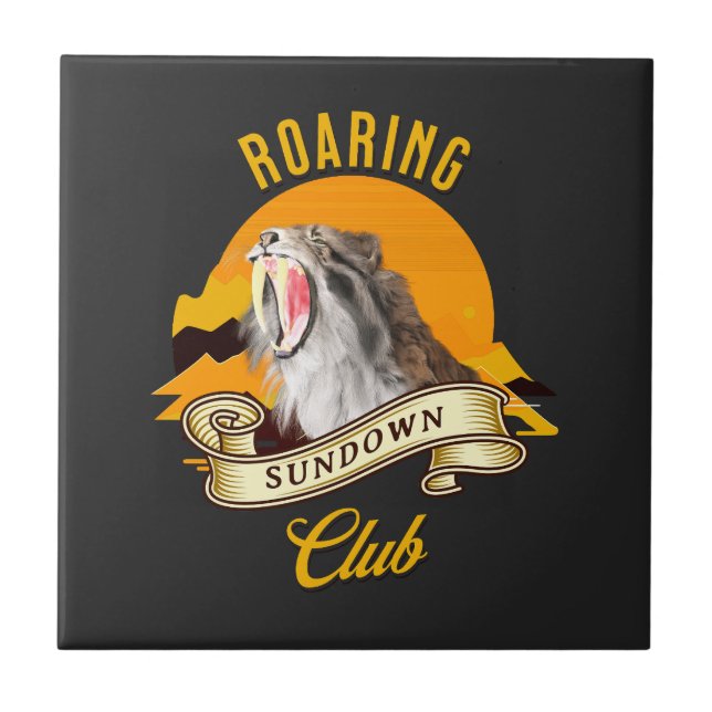 Roaring Sundown Club Saberzahntiger Fliese (Vorderseite)