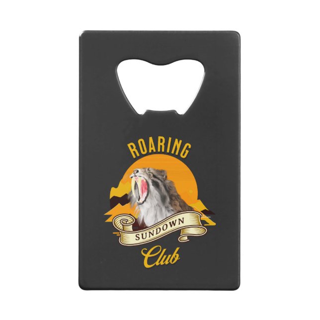 Roaring Sundown Club Saberzahntiger Geldbeutel Flaschenöffner (Vorderseite)