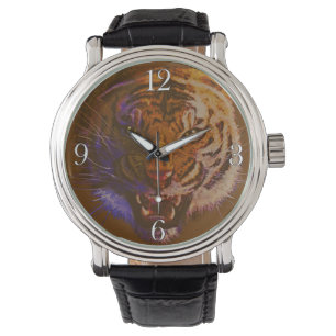 Roaring Tiger Face Big Cat India Wildlife Armbanduhr
