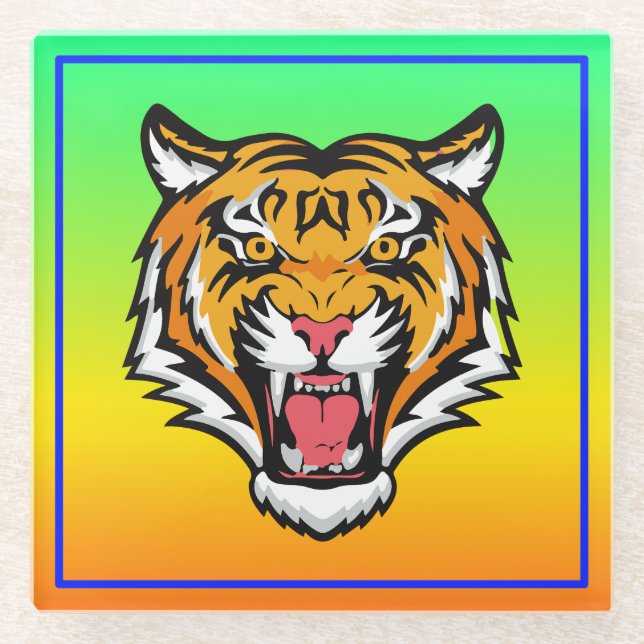 Roaring Tiger Head-25818 Glasuntersetzer (Vorderseite)